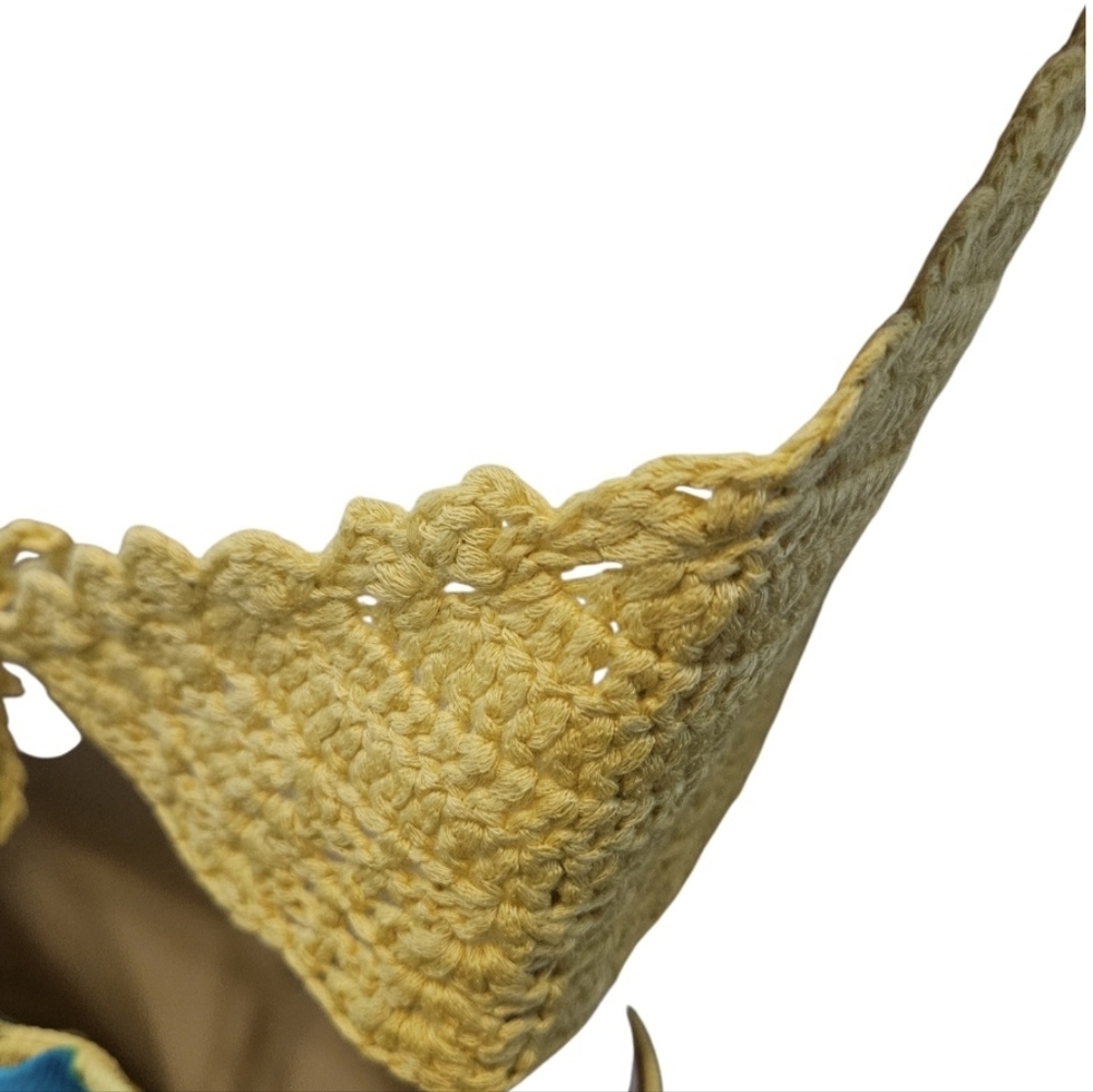 Handmade Crochet Crop-Top Yellow Open back Swimming cover-up  Hollow out stitch - Picture 5 of 17